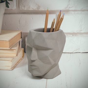 Pen holder The Head gray