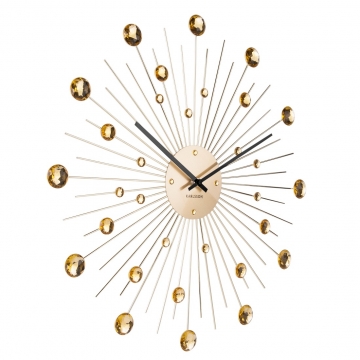 Wall Clock Karlsson Sunburst Crystal Gold Large