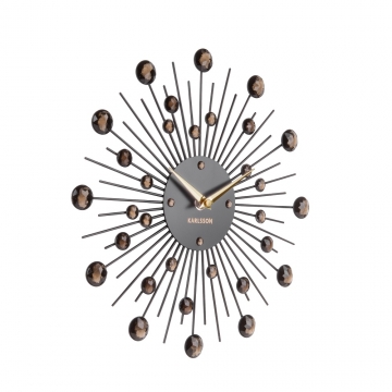 Wall Clock Karlsson Sunburst Crystal Black Medium
