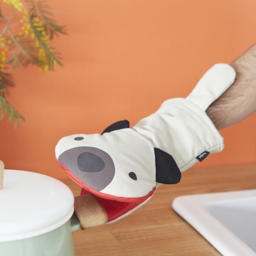 Oven Mitt Woof Beige