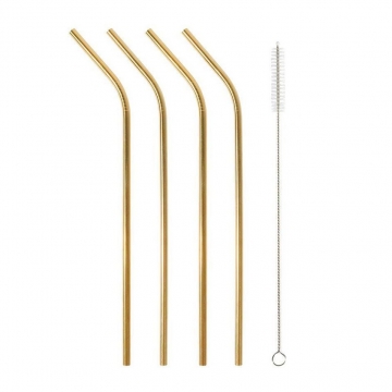 Straws Metallic Golden x4