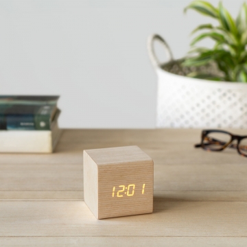 Alarm Clock Cube Oak