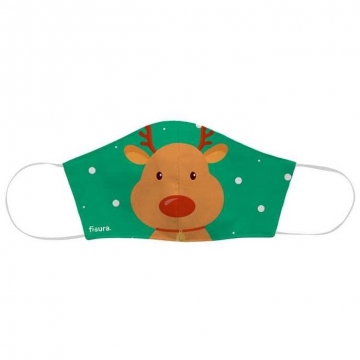 Face Mask Kids Reindeer Green