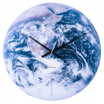 Wall Clock Karlsson Planet Earth Blue
