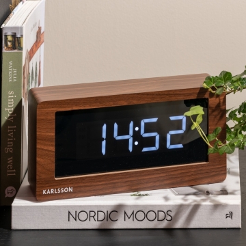 Table Clock Karlsson Boxed Led Dark Wood