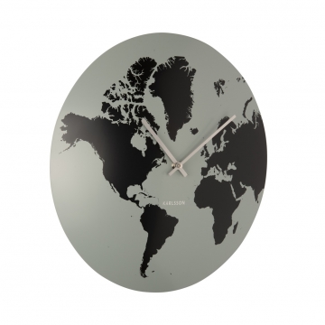 Wall Clock Karlsson World Map Grayed Jade