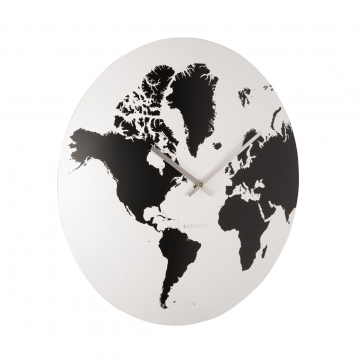 Wall Clock Karlsson World Map White