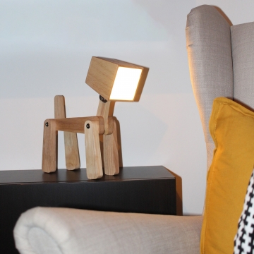 Lamp Rechargeable Wooden Dog