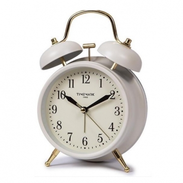 Alarm Clock Classic Bell White Gold