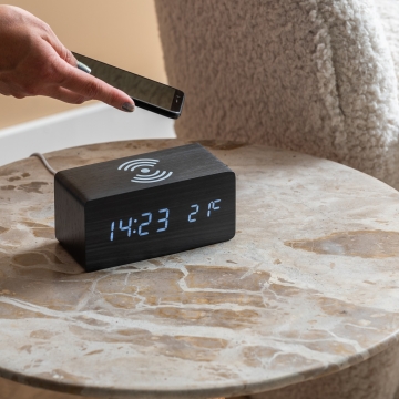Alarm Clock & Smartphone Charger Karlsson Block Black