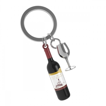 Keyring Wine Bottle & Glass