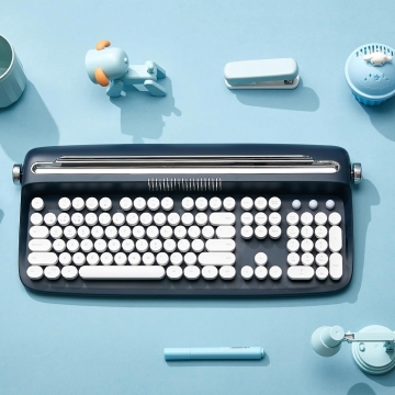 Keyboard Bluetooth Typewriter Navy Blue