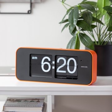 Table Clock Flip Karlsson Wide Orange