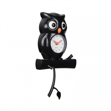 Wall Clock Pendulum Karlsson Owl Black
