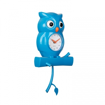Wall Clock Pendulum Karlsson Owl Bright Blue