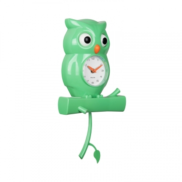 Wall Clock Pendulum Karlsson Owl Bright Green