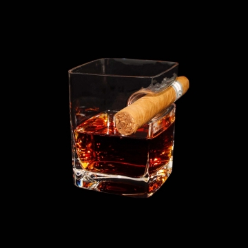 Whiskey Glass with Cigar Holder