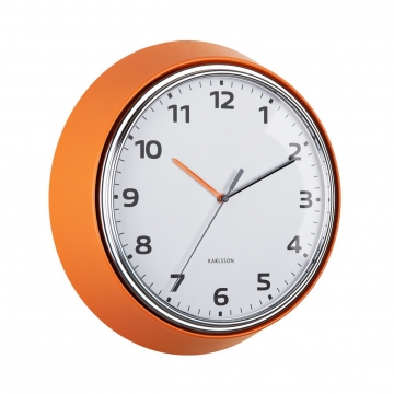 Wall Clock Karlsson Modern Retro Bright Orange