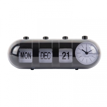 Alarm Clock Karlsson Flip Retro Tube Calendar Black