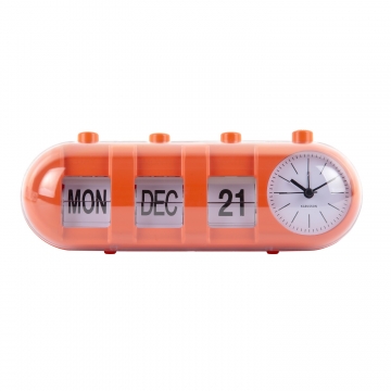 Alarm Clock Karlsson Flip Retro Tube Calendar Orange