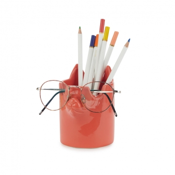 Pen Holder & Eyeglasses Holder Cat Red