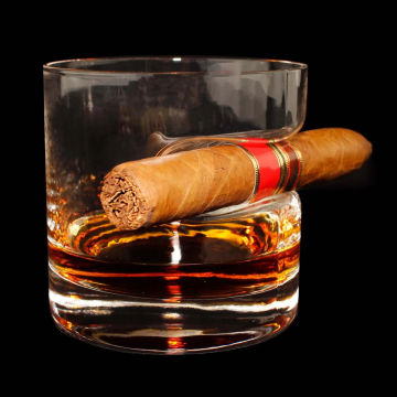 Whiskey Glass with Cigar Holder
