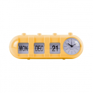 Alarm Clock Karlsson Flip Retro Tube Calendar Bright Yellow