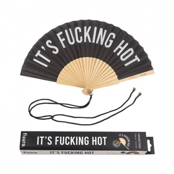Hand Fan It's Fucking Hot Black
